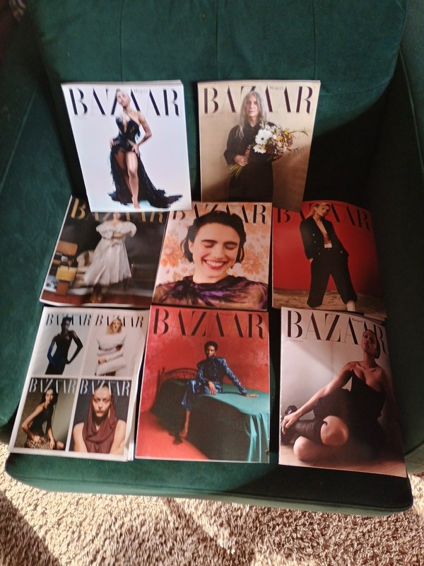 Harper's Bazaar lot of 8 Magazines, Dua Lipa, Patty Smith, Brie Larson 2022-2024