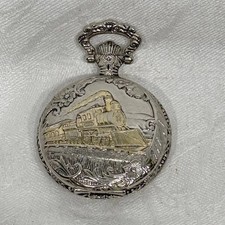 Train Motif Quartz Pocket Watch Needs Battery - Watch It
