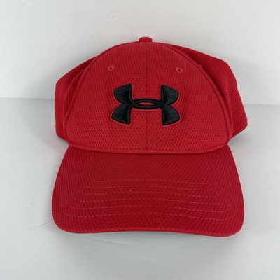 Under Armour Logo Red Classic Fit Stretch Hat/Cap-SZ LG/XL