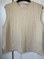 M&S Women's Cable Knit Vest Tank Top Natural Cream, Size M UK