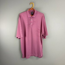 Footjoy FJ Golf Performance Stretch Polo Shirt Pink Stripe Logo Sleeve Men's XL