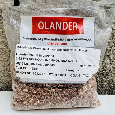 Olander PN: 1185-2BN164 / 8-32 F/R HELI INS PHOS BRZ (QTY 2126)