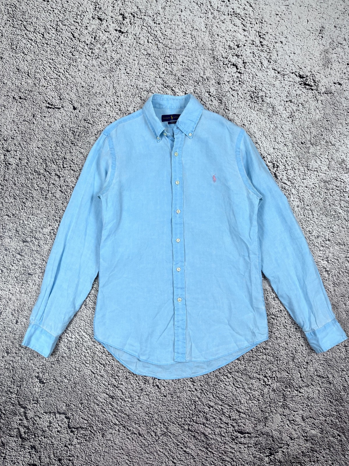 Vintage Polo Ralph Lauren Linen Blue Long Sleeve Shirt