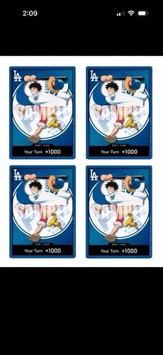 4 ONE PIECE LA DODGERS MONKEY D LUFFY DON CARD PROMO 7/2 PRESALE
