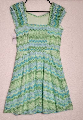 Knit Works NWT Girls Dress Lining Sz 16 Multi Color Blue Green Sleeveless 0194