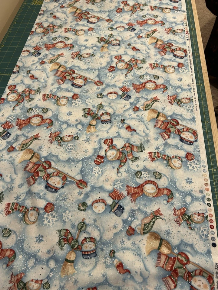 Snow Show Susan Winget Benartex Fabric BTY Snowmen Blue Quilting Sewing #3204 - Image 4 of 4