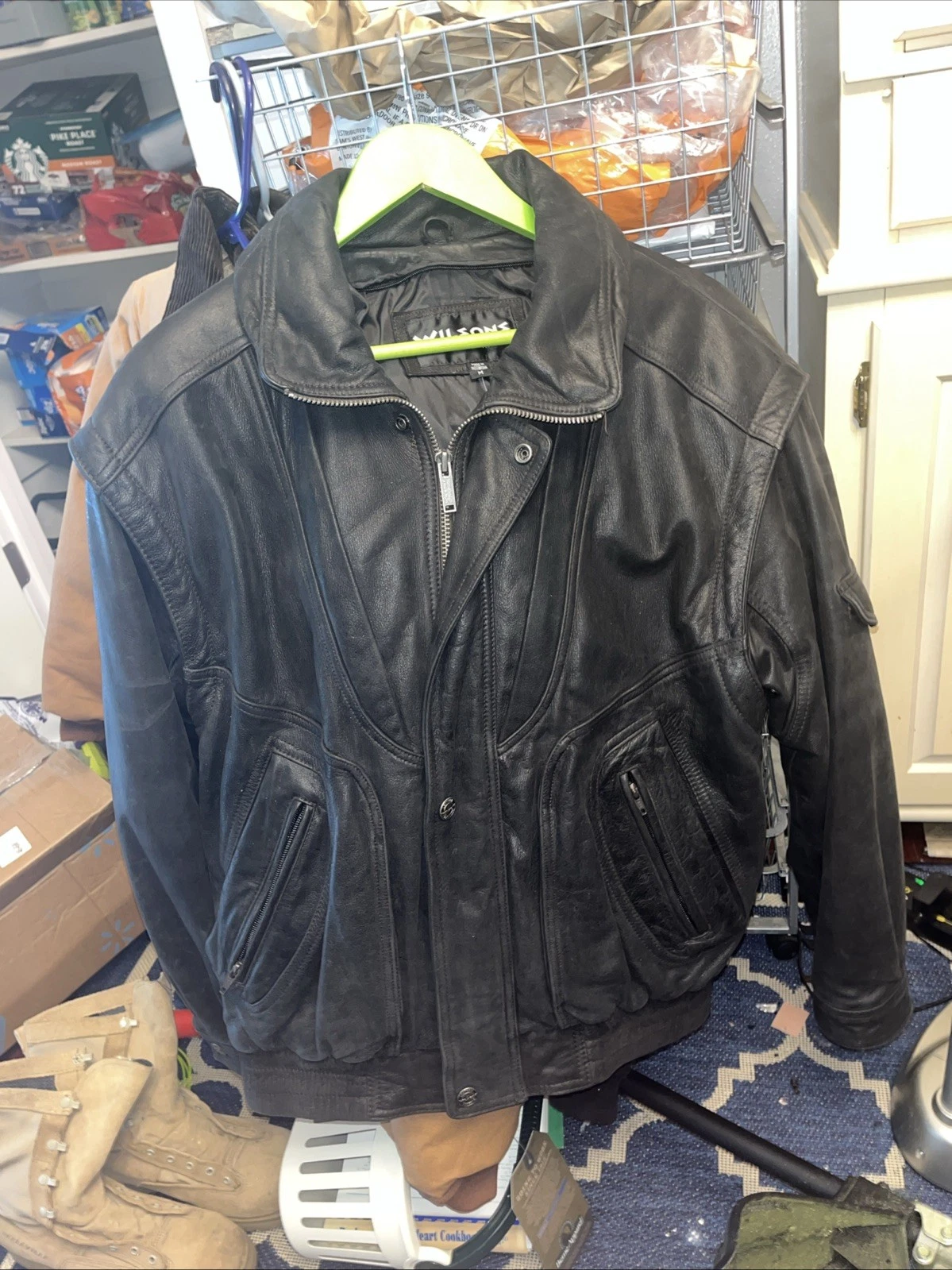 VETEMENTS Cappotto pelle Wilson vintage giacca moto uomo taglia media