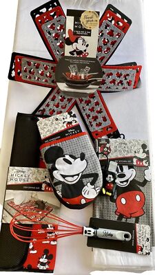 Disney MIckey Mouse Kitchen - PAN PROTECTORS DISH TOWELS MITT- UTENSILS Set RED