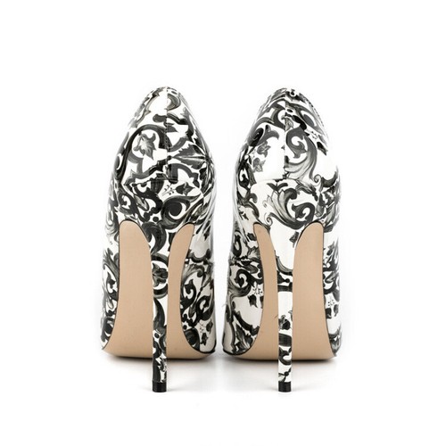 Womens PU Leather Printed High Heels Pointed Toe Pull on Sexy Shoes US 5-11.5 - Picture 6 of 10