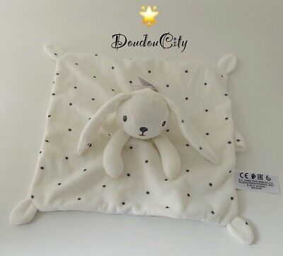 4091?Doudou Plat Mouchoir Simba Toys Kiabi Lapin Blanc Étoiles expédition attache Tétine