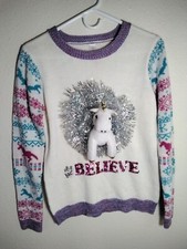 No Boundaries Unicorn Ugly Christmas Childs Pullover Sweater Size Large 11-13