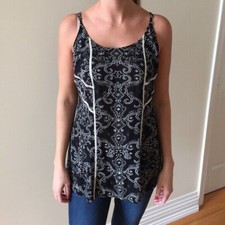 Staring At Stars Urban Outfitters Black Dot Printed Cami Tunic Top Lace S 218030