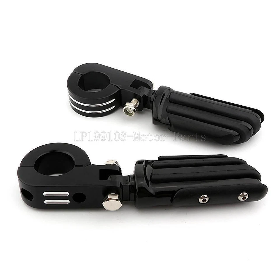 Abrazaderas de estriberas de carretera negras de 1-1/4" para Harley Davidson Road Glide Foto 4 de 4