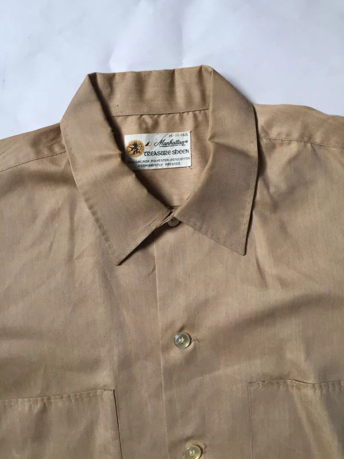 Vintage 1950s MANHATTAN Rayon Gabardine Sport Shirt ~ size