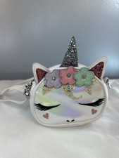 Girl  s Unicorn Shoulder Purse Rainbow Zipper Long Straps