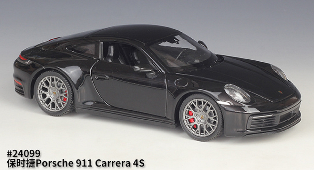 Welly 1:24 Porsche 911 Carrera 4S Black Diecast Model Sports Racing Car NIB