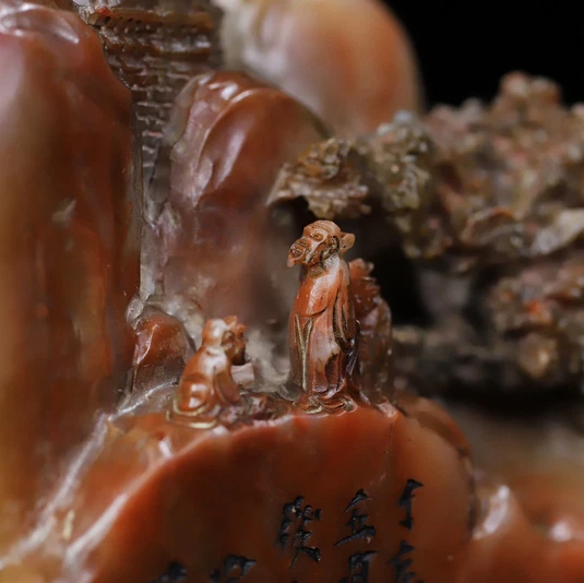 Китайская каменная печать/марка Шоушань с учеными в горах - Изображение 3 из 4