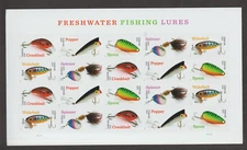 2025 US 5961-5965 FRESHWATER FISHING LURES PANE OF 20 (PERFORATED) FOREVER MNH