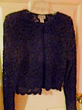 Women's M Lacy Blk LS Jacket W/Single Cut Button at Neck" Robbie Bee" USA Made