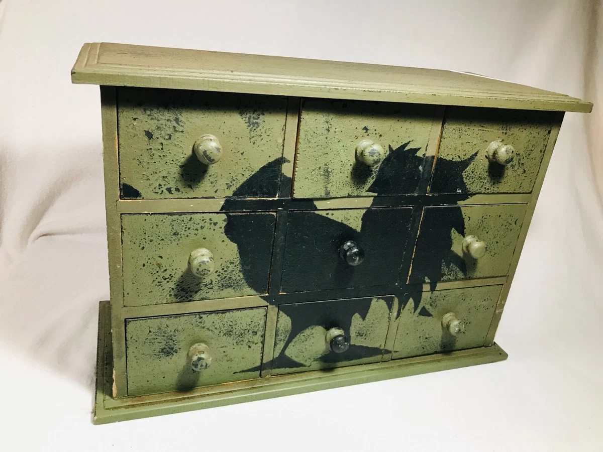 Vintage Painted 9 Drawer Spice or Apothecary Cabinet Chest eBay