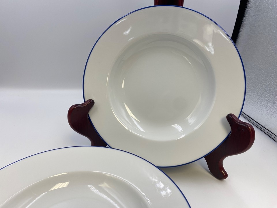Set of 4 Apilco TUILERIES Blue Band Soup / Pasta Bowls made in France