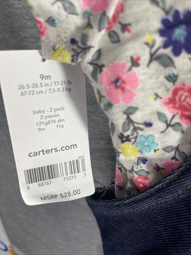 carters baby girl Florals 9 months 2 Pieces Sets Overall - Picture 7 of 7