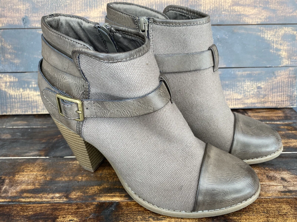 Lauren Conrad cute Trendy ankle boots neutral tan brown size 8 women zip shoes