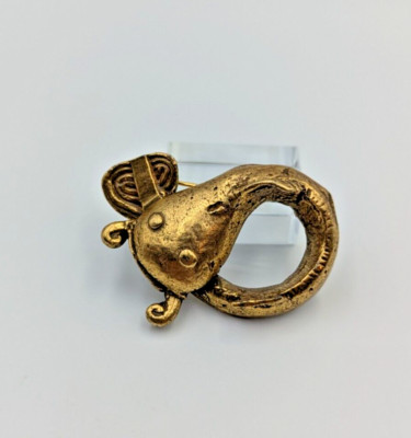 Vintage Alva Studio Reproduction Pre-Colombian Fish/Catfish Brooch Gold Tone