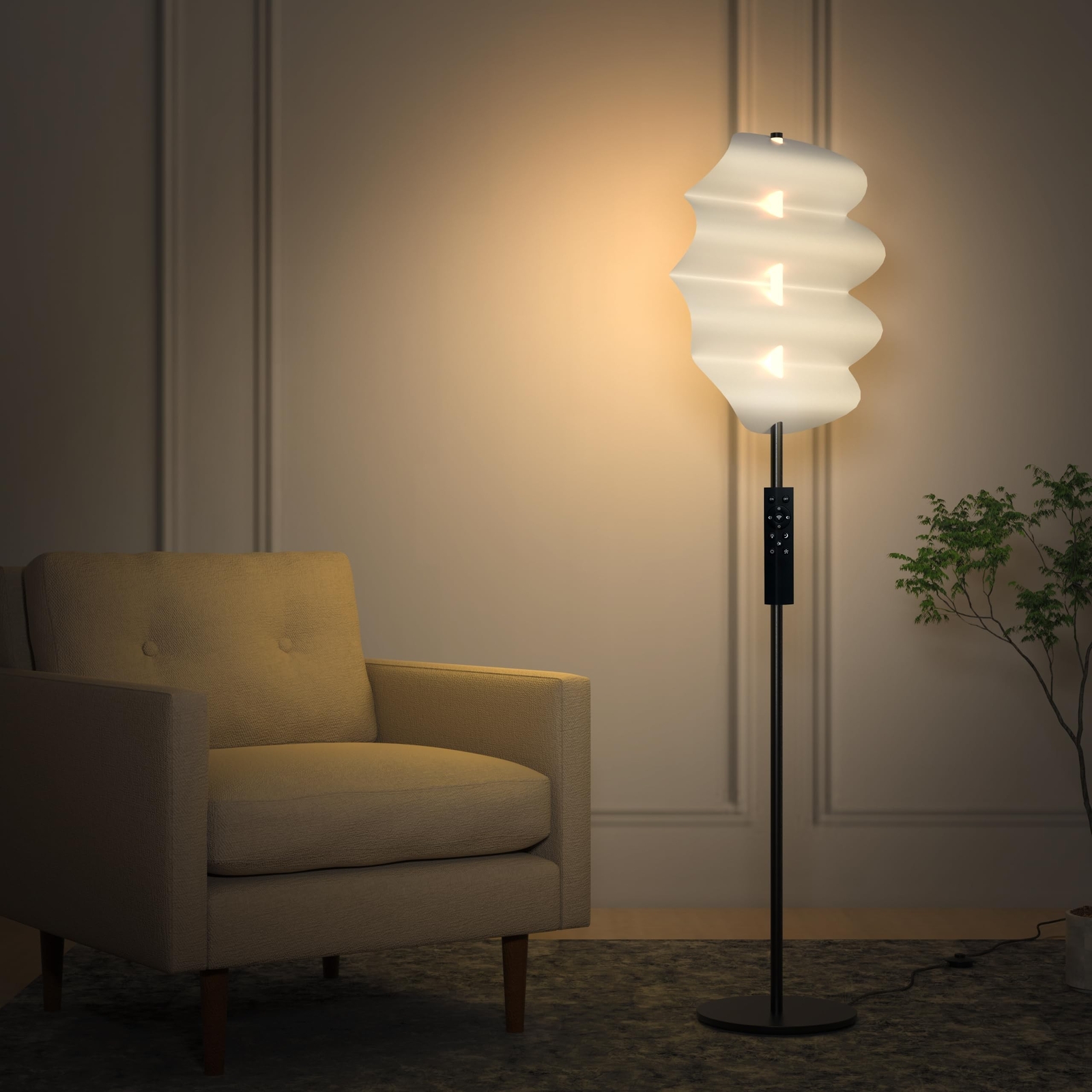 Modern LED Floor Lamp with Remote - Dimmable Color Changing Light for Living Room