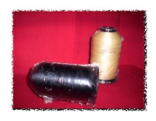 2 Spools UVR BONDED POLYESTER Heavy duty THREAD outdoor. Color BLACK, CASHEW tan