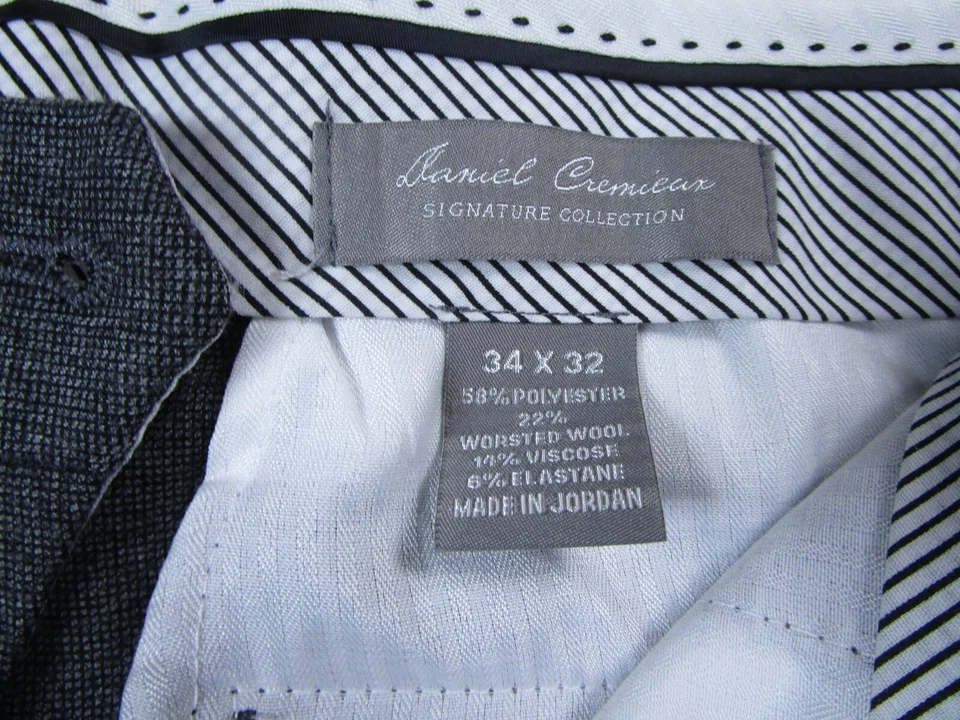 Daniel Cremieux Pants Mens 34X32 Dress Gray Bottom Business Formal Work Pleated - Image 4 of 4