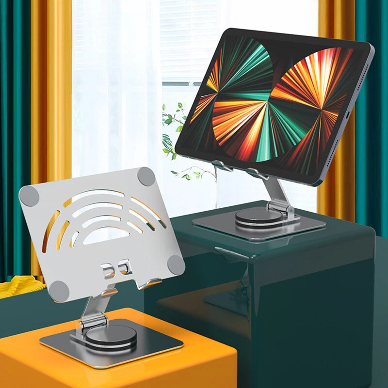 360° Rotatable Metal Tablet Phone Stand Adjustable Desktop Holder For iPad Pro - Image 3 of 4