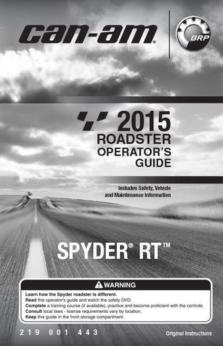 New Can-Am Spyder RT 2015 Roadster Owners Operators Manual Paperback FREE S&H