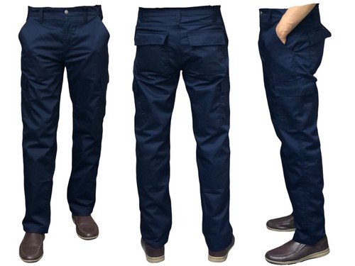 Mens Cargo Combat Work Trousers Multi Pockets BLACK or NAVY Size 30" to 40" UK - 第 5/15 張圖片