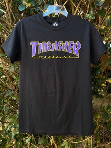 Thrasher Outlined Tee Black Purple Skateboarding Skate Large Ebay
