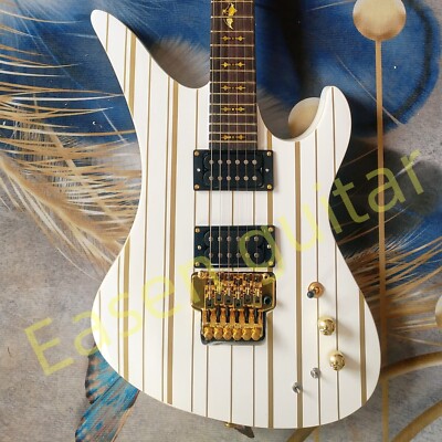 Schecter Synyster Gates Custom ElectricGuitar White/Gold Striped Gold HardwareUS