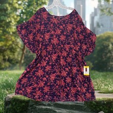 Lands' End Ladies Swim Suit Cover Up Floral Print Fits Medium to Large