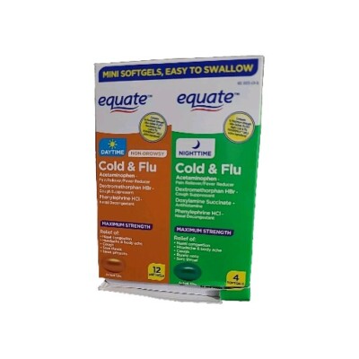Equate Maximum Strength Cold & Flu Day & Night Relief - 16 Ct- Exp 05/2026