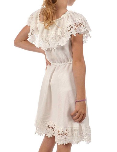 Dress A-Line Off-Shoulder Children Girls Summer Lace Short 30351 - Picture 8 of 38