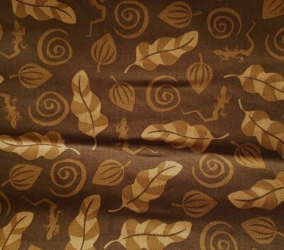 1 yd Lizard Leaf Curly Cue Print by Cathy B in Tonal Browns
