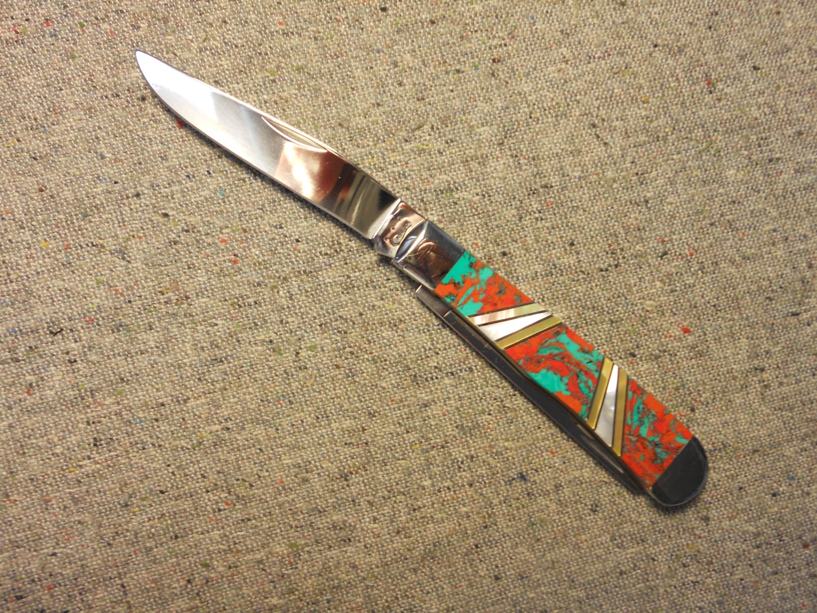 Case XX 5 X EX254 Trapper Exotic Knife perfect Turquoise /Coral /MOP