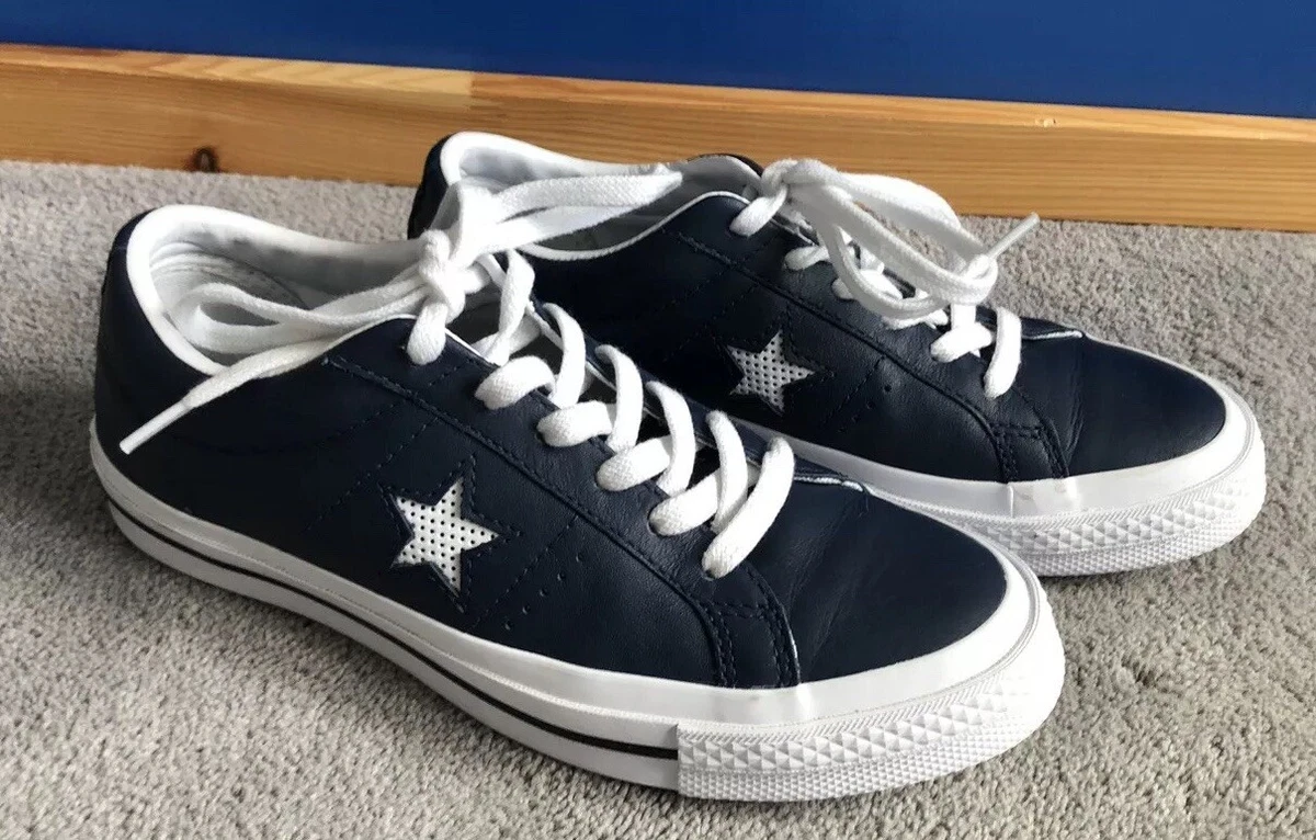 Converse Star Blue Leather Low Top Sneakers Women US 6-Men US 4 Chuck Taylor | eBay