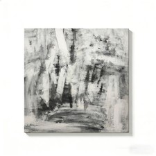 Black White Abstract Canvas Painting 2DFlat Frameless Wall Art Home Office Decor