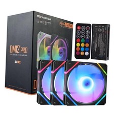 3-Pack 120mm PC Case Fans with Controller Hub  Remote, PWM ARGB Sync, black