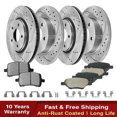 Front Rear Drilled Rotors Brake Pads for 2009 -2010 2012 2013 2014 Chevy Malibu