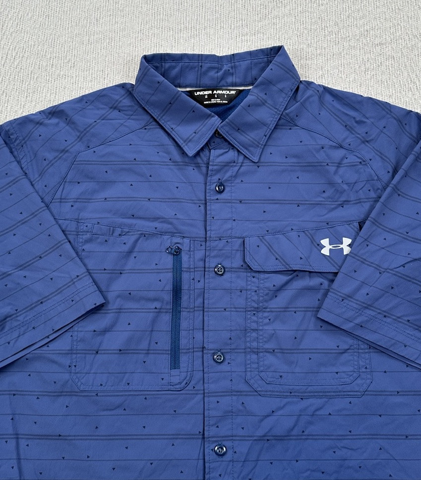 Under Armour Men's Large Blue Fishing Shirt with Vented Zip Pocket