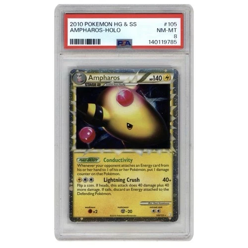 2010 POKEMON HEARTGOLD & SOULSILVER #105 AMPHAROS Holo PSA 8 NM-MT