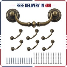 6 Pack Antique Drop Bail Drawer Pulls Bronze 3.5 in Center Waziaqoc