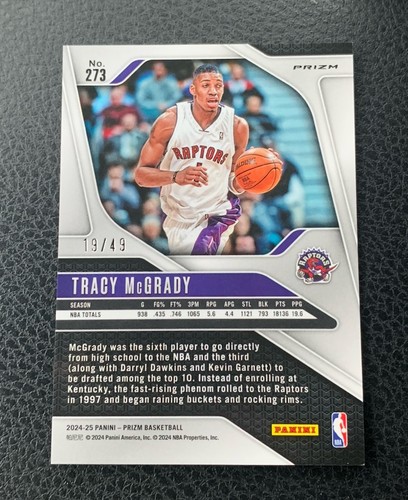 TRACY MCGRADY 2024-25 PANINI PRIZM LEGENDS BLUE CHOICE RAPTORS /49 - Picture 2 of 2