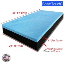 FoamTouch 7" Gel Memory Foam RV Mattress Custom Cut 24-48 Wide, 25-84 Long Black